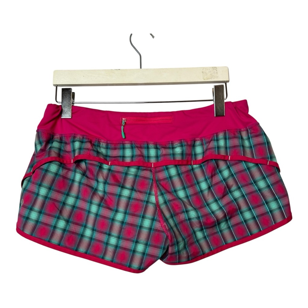 Lululemon Plaid Senorita Pink Check Running Yoga Lined 2.5” Speed Shorts 8 - Picture 4 of 5